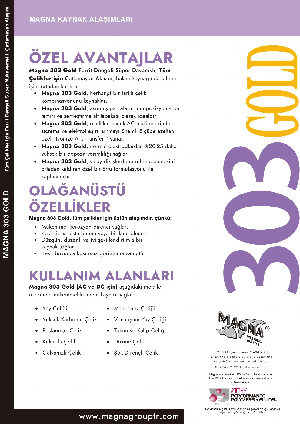 Magna 303 GOLD Türkçe teknik föy, sayfa 2