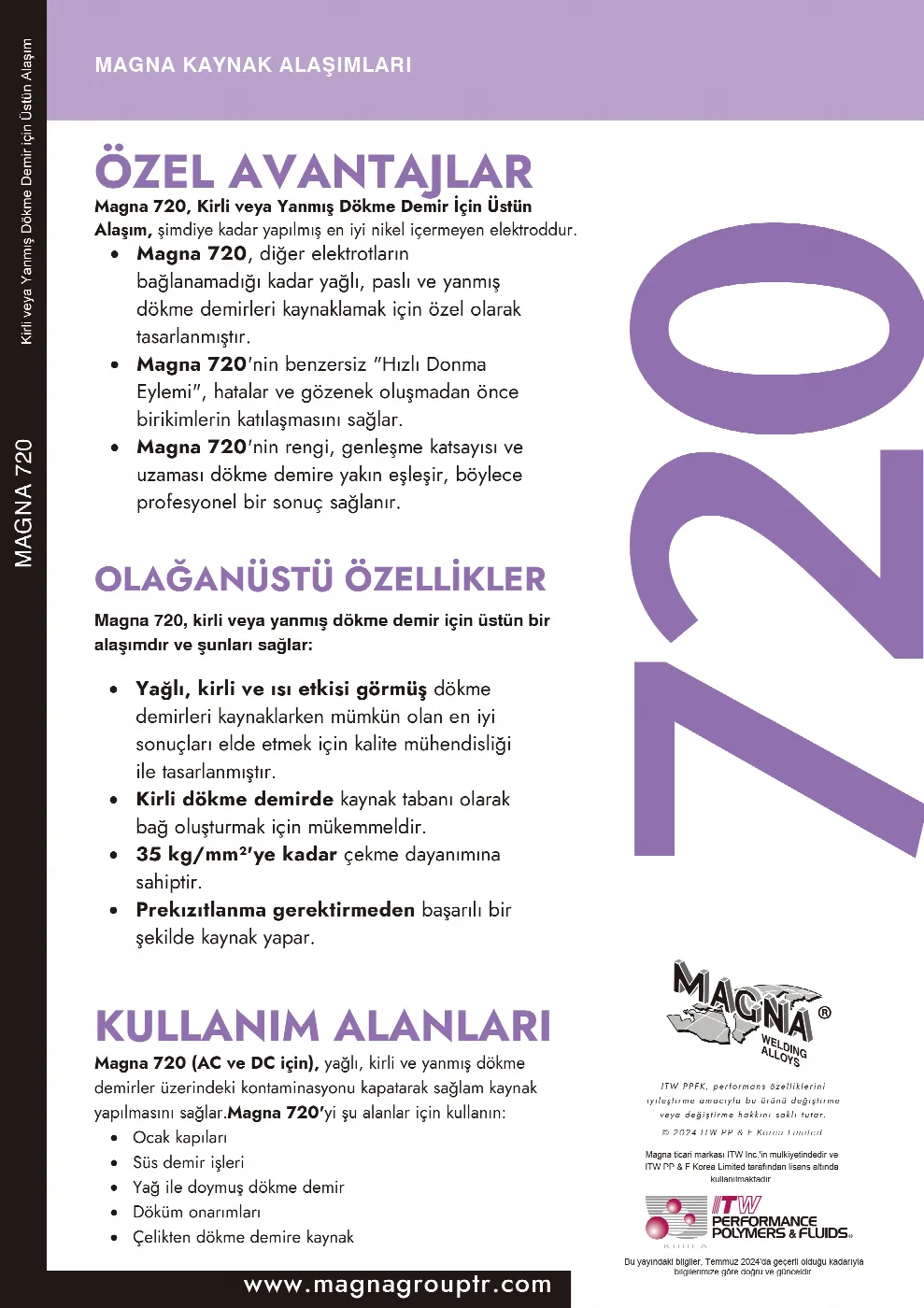 Magna 720 Türkçe teknik föy, sayfa 2
