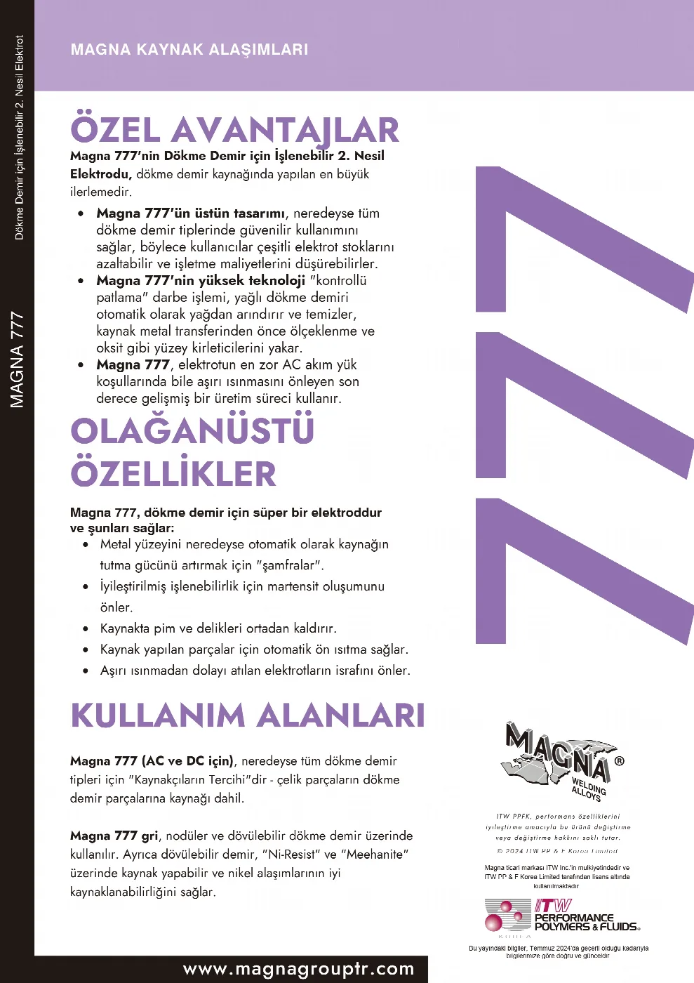 Magna 777 Türkçe teknik föy, sayfa 2